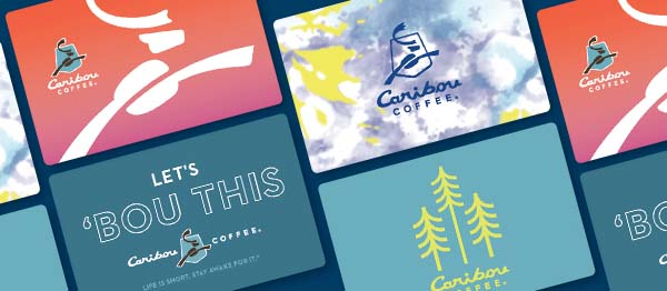 Picture of various Caribou gift cards